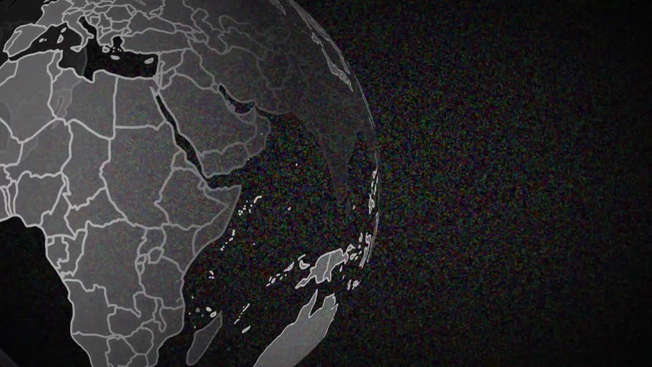 검은색 배경에 지구상에 서 있는 서두르기 및 다채로운 선의 애니메이션