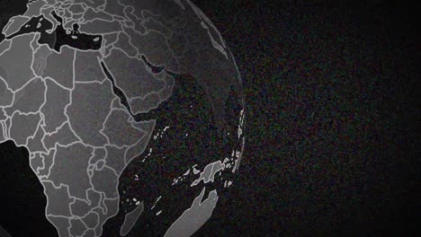animation of stand by and colorful lines over globe on black background