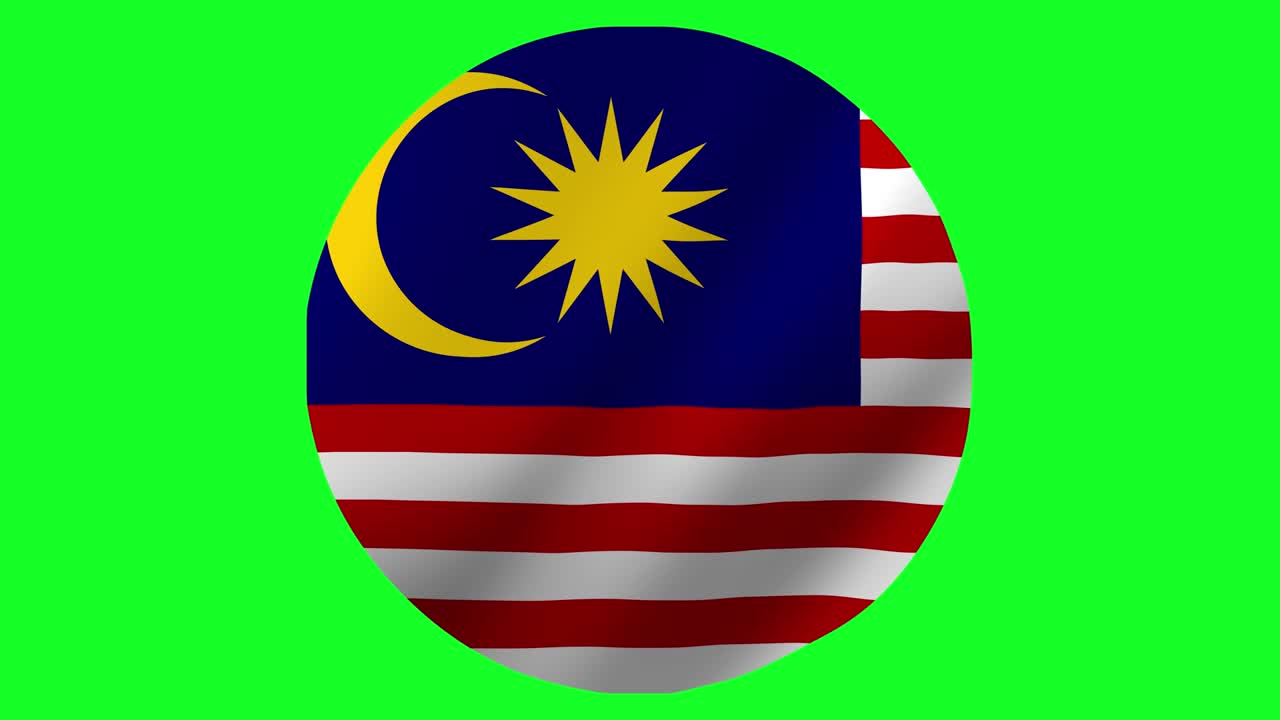 Bandiera della Malesia. Bandiera malese rotonda che sventola nell'aria 4k UHD.