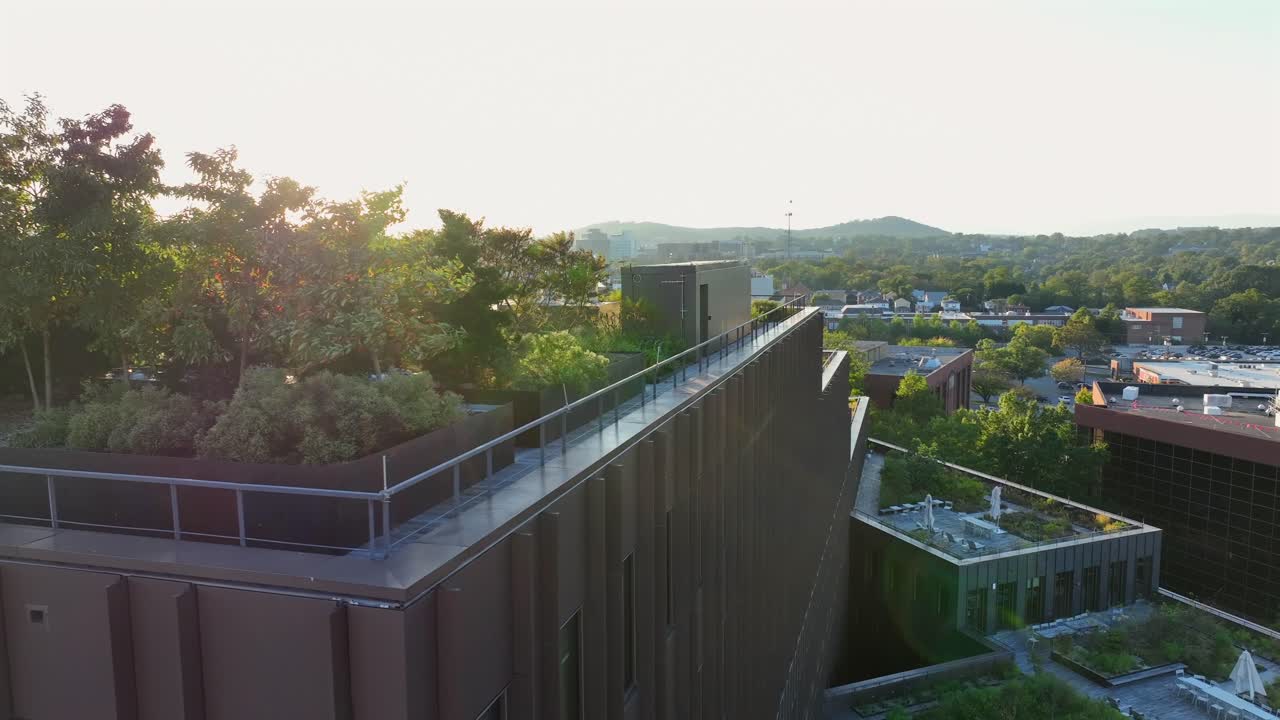 Aerial View of Rooftop Garden on Modern Building