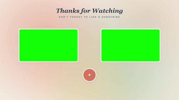 End Screen Template for Video Content with Green Screen Placeholders