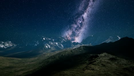 milky way over the mountain peaks