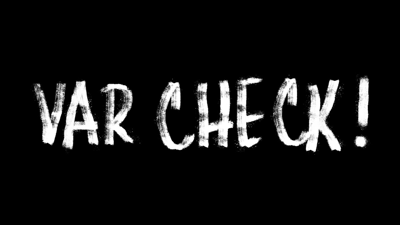 VAR CHECK! Text Graphic with Chalk Effect on Black Background