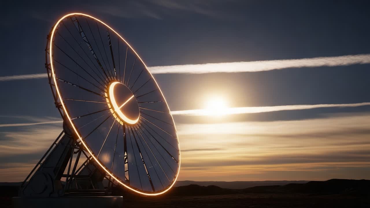 A Stunning Contrast: The Mesmerizing Beauty of a Solar Array Illuminated at Sunset, Capturing the Harmony Between Technology and Nature