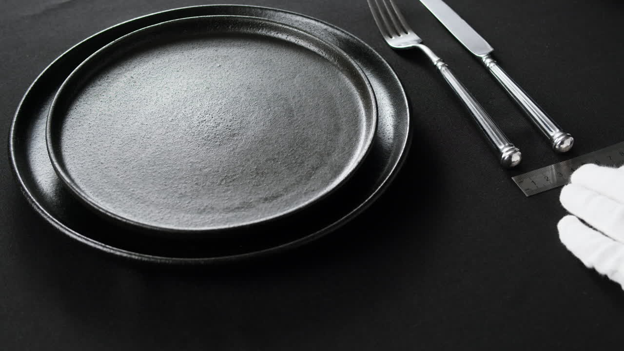Formal Table Setting on Black Tablecloth