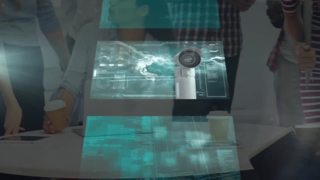 animación de pantallas sobre personas de negocios en la oficina