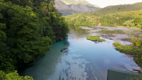 fantastic aerial shot of the blue eye in albania