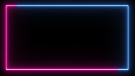 two colored rectangle shaped neon light frame with looping motion.