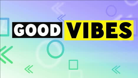 animation of good vibes text over pattern background