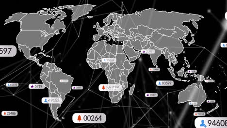 Animation-Globaler-Netzwerkverbindungen-Und-Datenpunkte-über-Einer-Weltkarte