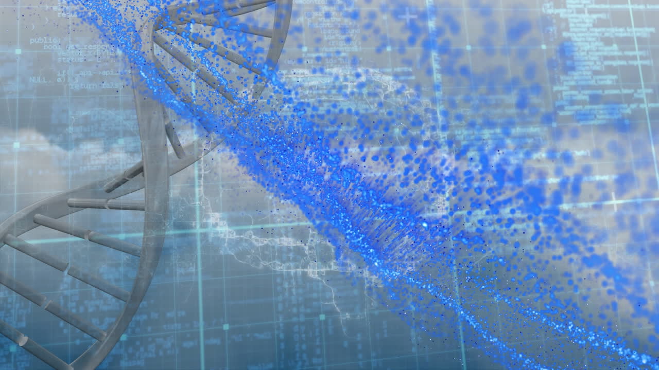 디지털 뇌의 애니메이션과 dna 가닥에 대한 데이터 처리