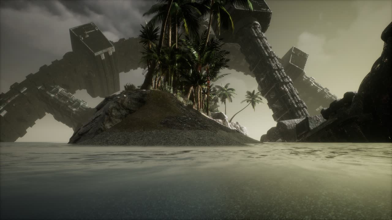 UFO crashed in the ocean near tropical island