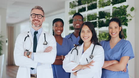 Medical,-doctors-and-team-with-arms-crossed