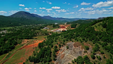 Deforestation-Over-Mountains-Near-Land-Quarry.-Aerial-Shot