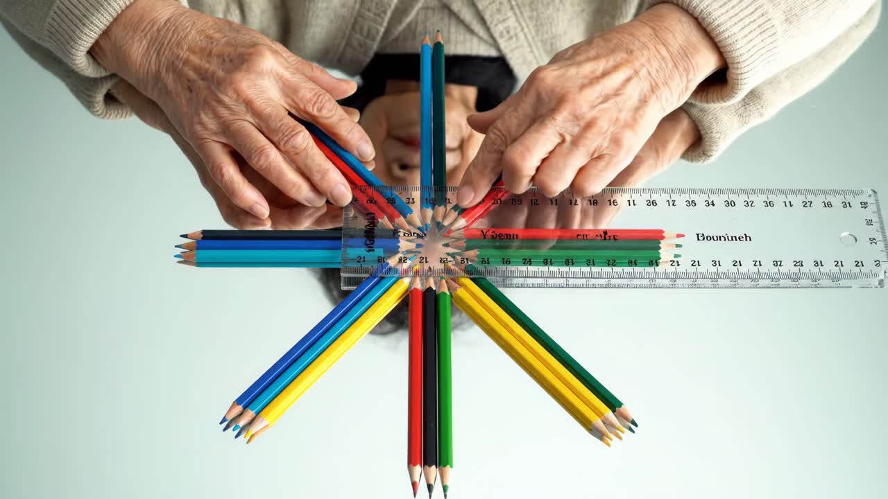 Arrangement of Pencils and Ruler with Reflection