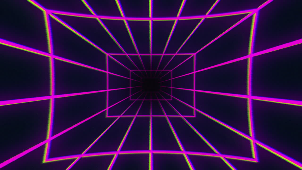 Loop in Movimento Tunnel a Griglia Neon Retrò