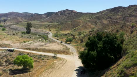 an aerial view over charlie canyon in castaic, california.