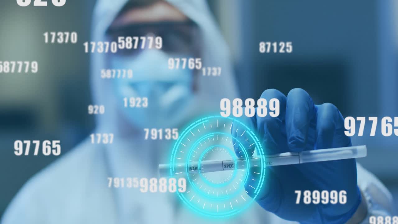 백인 의사가 백신을 가지고 있는 점점 더 많은 수와 범위 스캐닝의 애니메이션