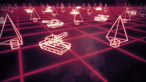 juego retro de los años 80 tanques vhs cinta de video guerra batalla vectorial arcade tron wireframe 4k