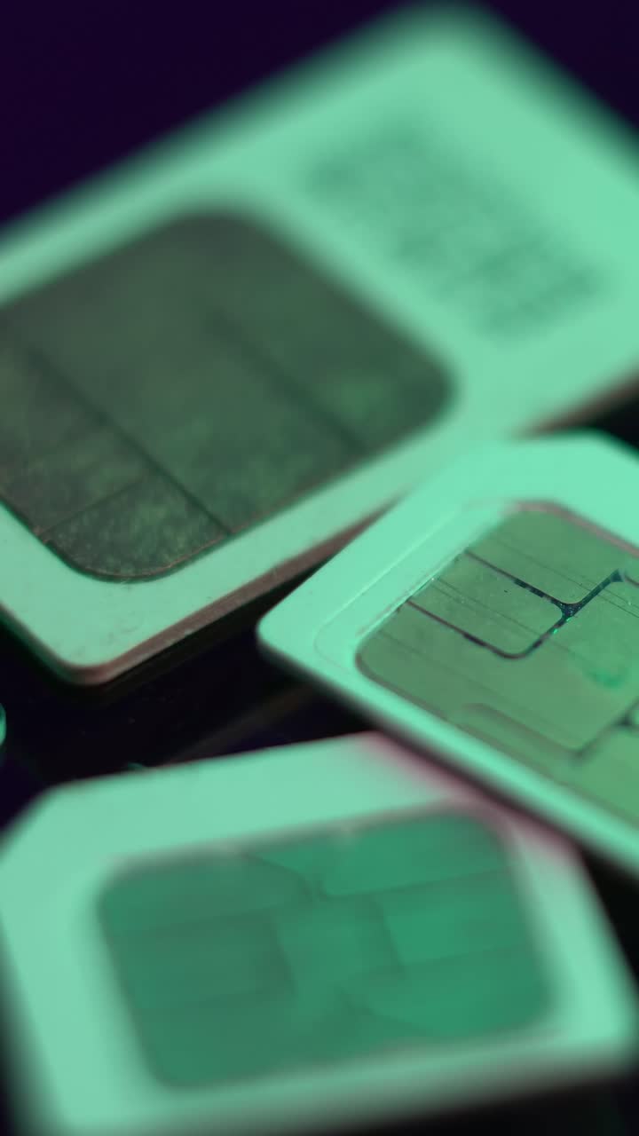 Vertical View of SIM Cards, Standard, Micro and Nano, Mobile Networks Concept