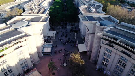 aerial view of the crowded streets in antigone, montpellier, france