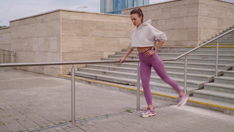 woman stretching outdoors