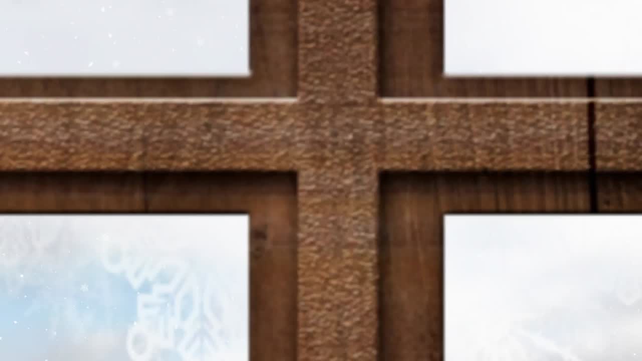 창문 을 통해 볼 수 있는 눈 이 떨어지는 애니메이션