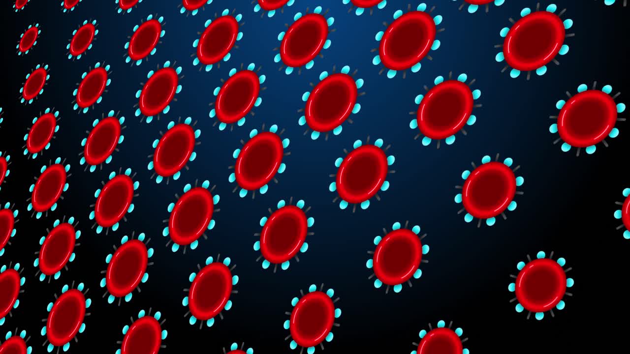 animación de formas de flores rojas que aparecen sobre un fondo azul oscuro