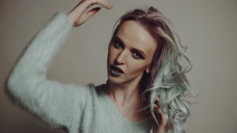 portrait of a beautiful girl with dyed hair,. beauty fashion model girl with colorful dyed hair. colourful long hair.