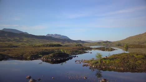 Rannoch-Moor,-Scottish-highlands.-Drone-flyback