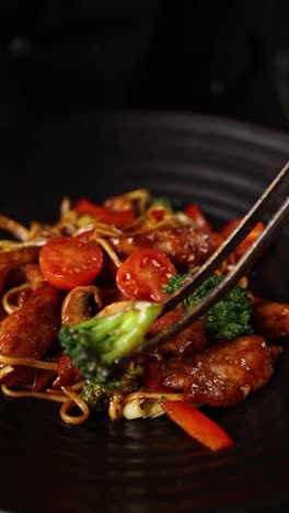 chicken stir-fry with noodles and vegetables