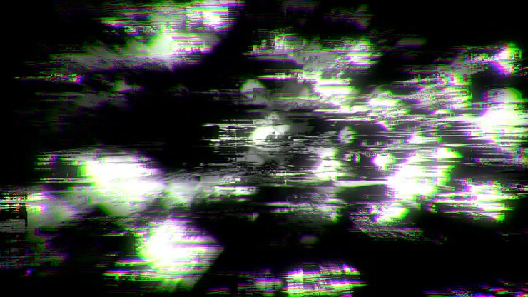 Danno video con rumore e glitch. Rendering 3D.