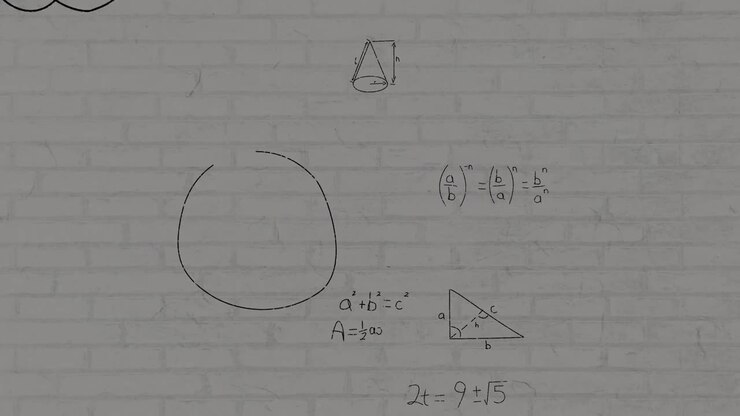 Animazione di formule matematiche su sfondo a trama grigia