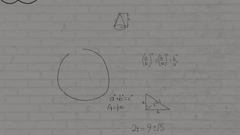 animación de fórmulas matemáticas sobre un fondo de textura gris