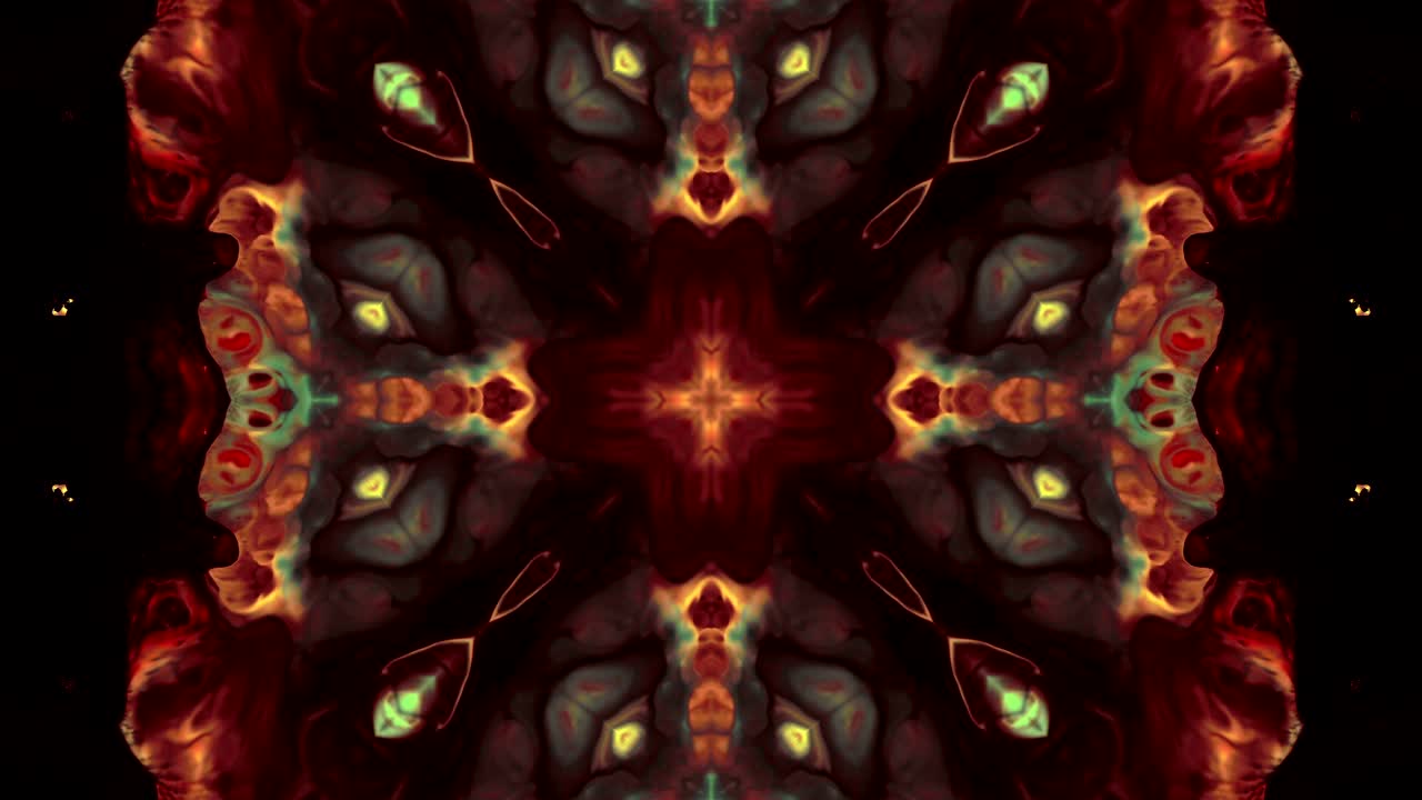 movimiento de caleidoscopio abstracto: círculos geométricos y formas de estrellas