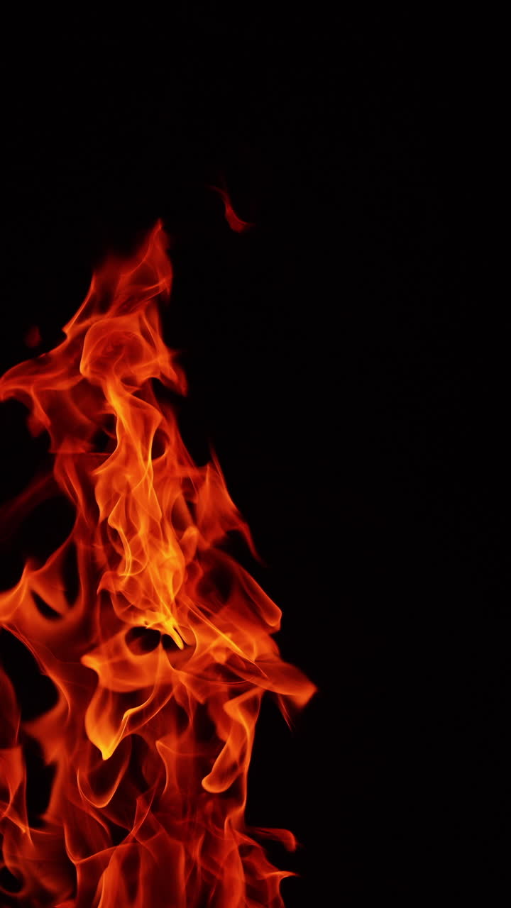 Top part of the burning campfire. Beautiful fire flames reaching into the air