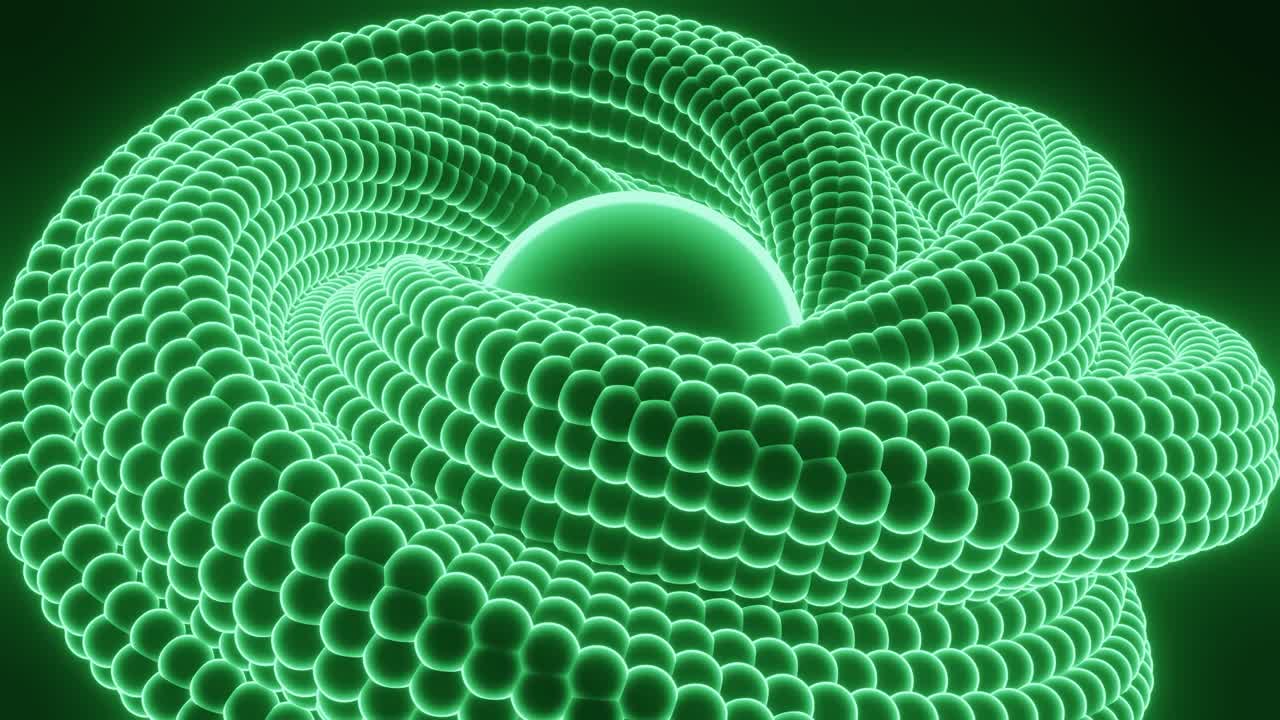 esfera 3d abstracta con una espiral brillante verde