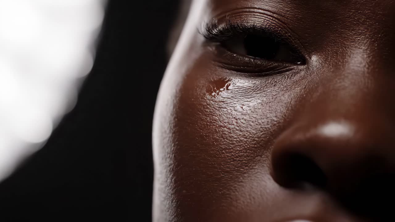 Close-up of a beautiful dark-skinned woman's face