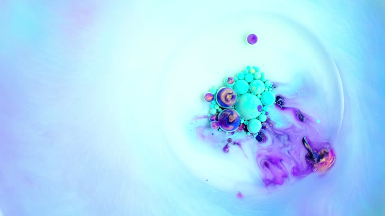 pintura colorida y burbujas fondo abstracto video 4k
