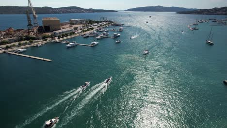 busy waterway in croatia, captured by drone