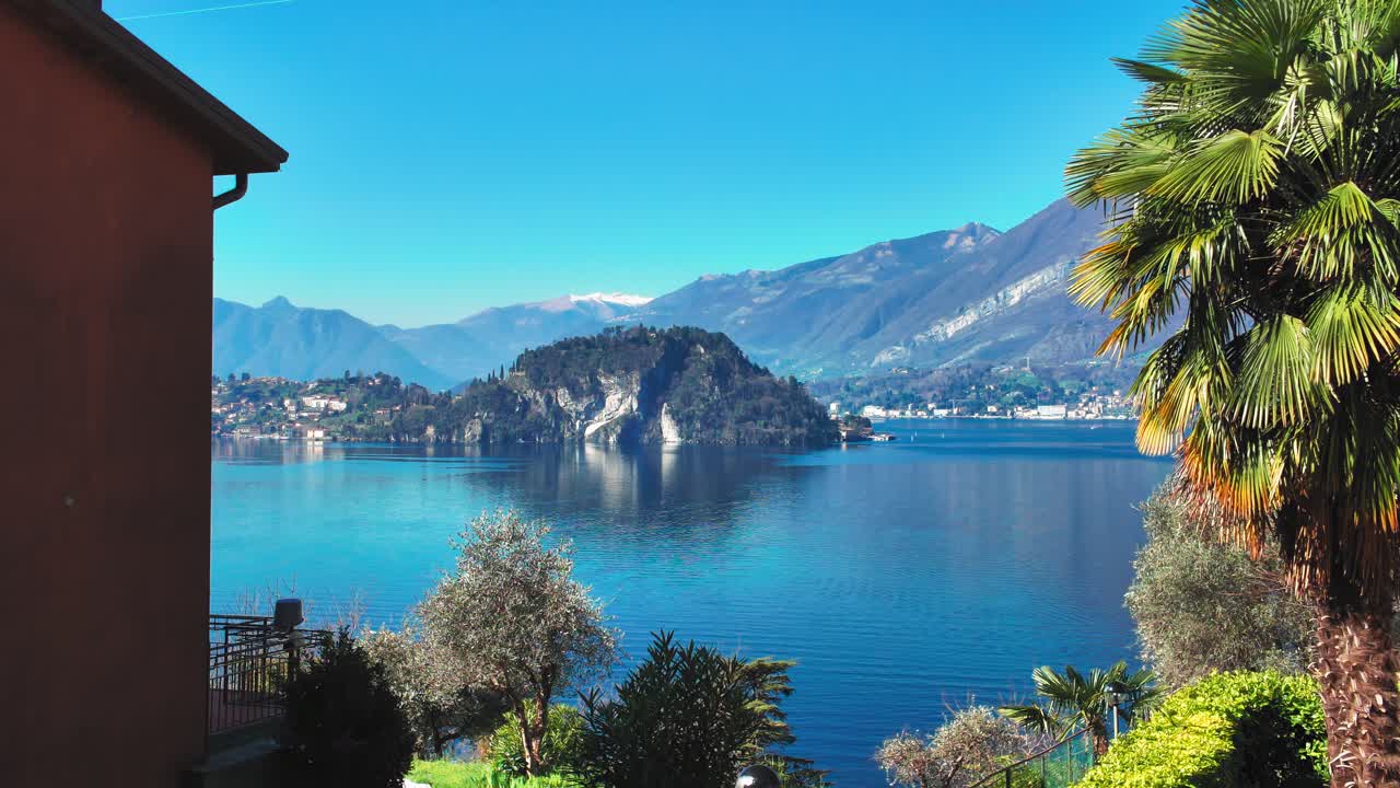 Fixed shot of Lake Como, Italy, during springtime