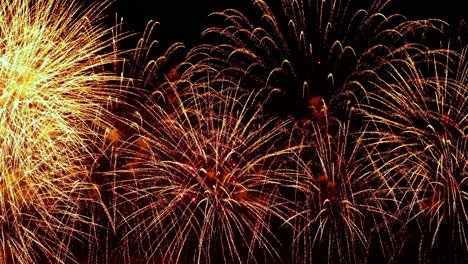coloridos fuegos artificiales explotando en el cielo nocturno. celebraciones y eventos en colores brillantes.