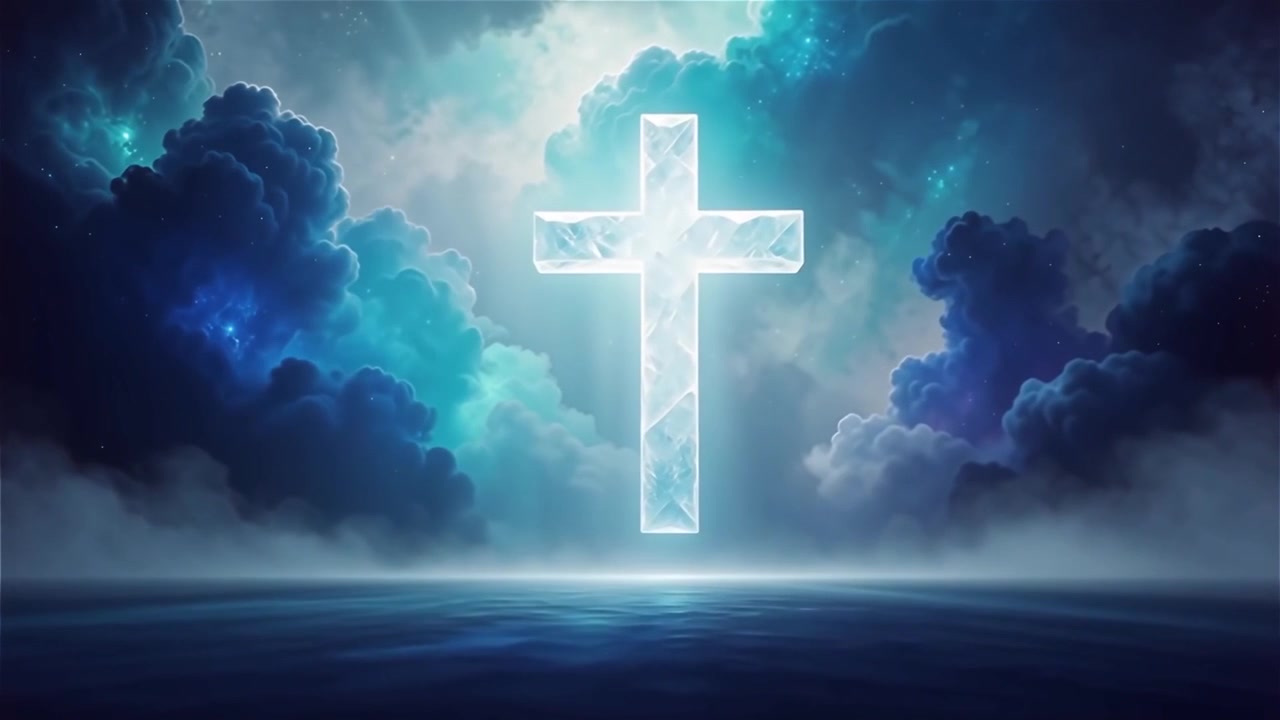 Christian Cross Heavenly Light Worship Background