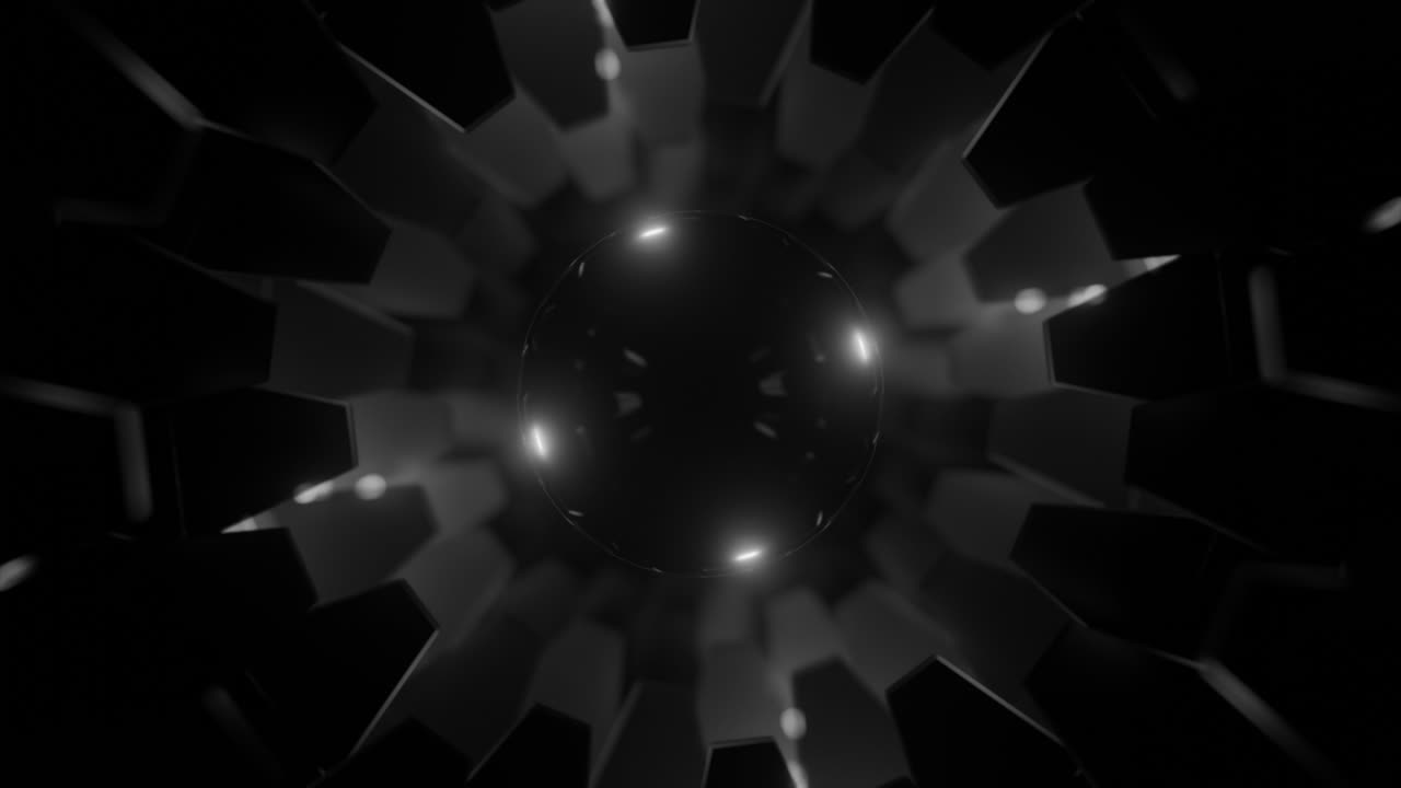 추상적인 기하학적 빛나는 터널