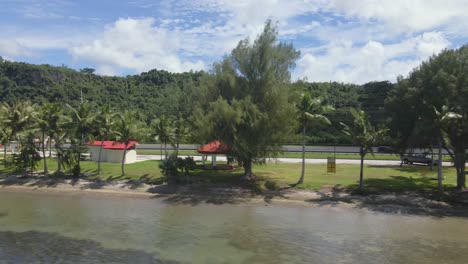 Drone-moving-parallel-to-the-beach-in-Guam-USA