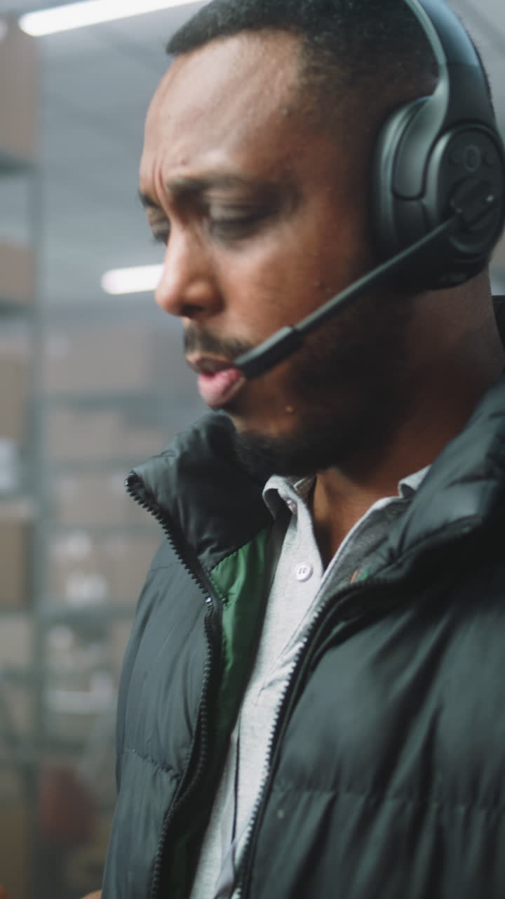 Warehouse Employee on a Call