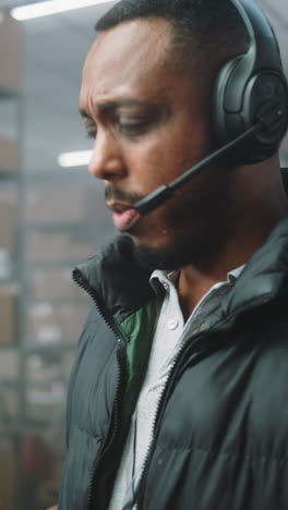 warehouse employee on a call