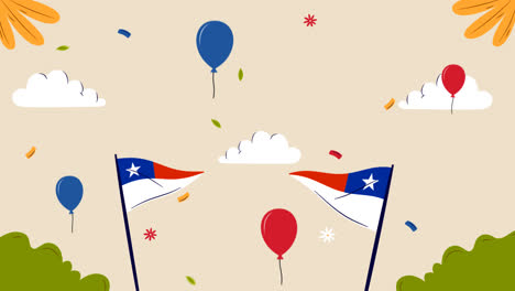 una animación de fondo plano para las celebraciones de las fiestas patrias de chile