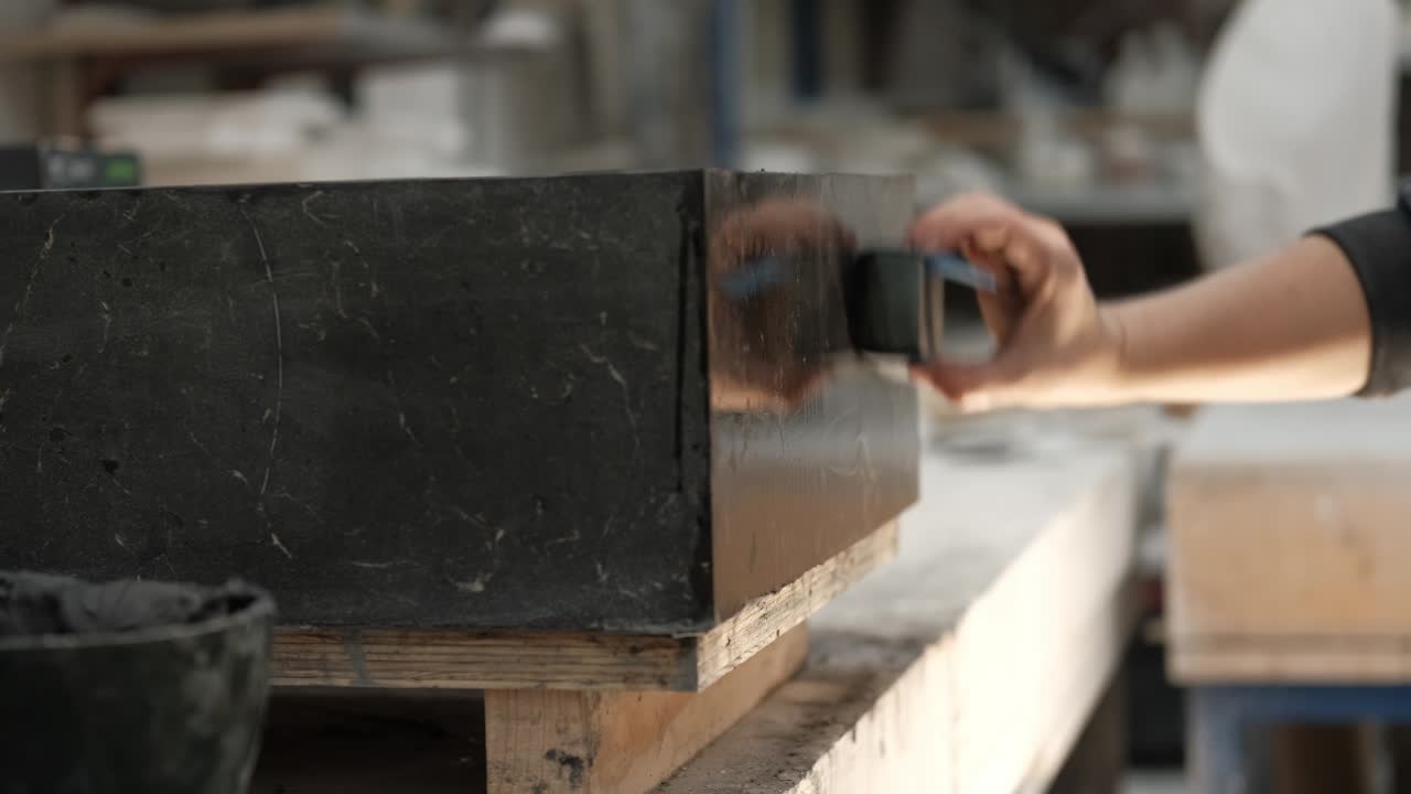 renovación de objetos realizados en técnica de yeso scagliola imitando mármol