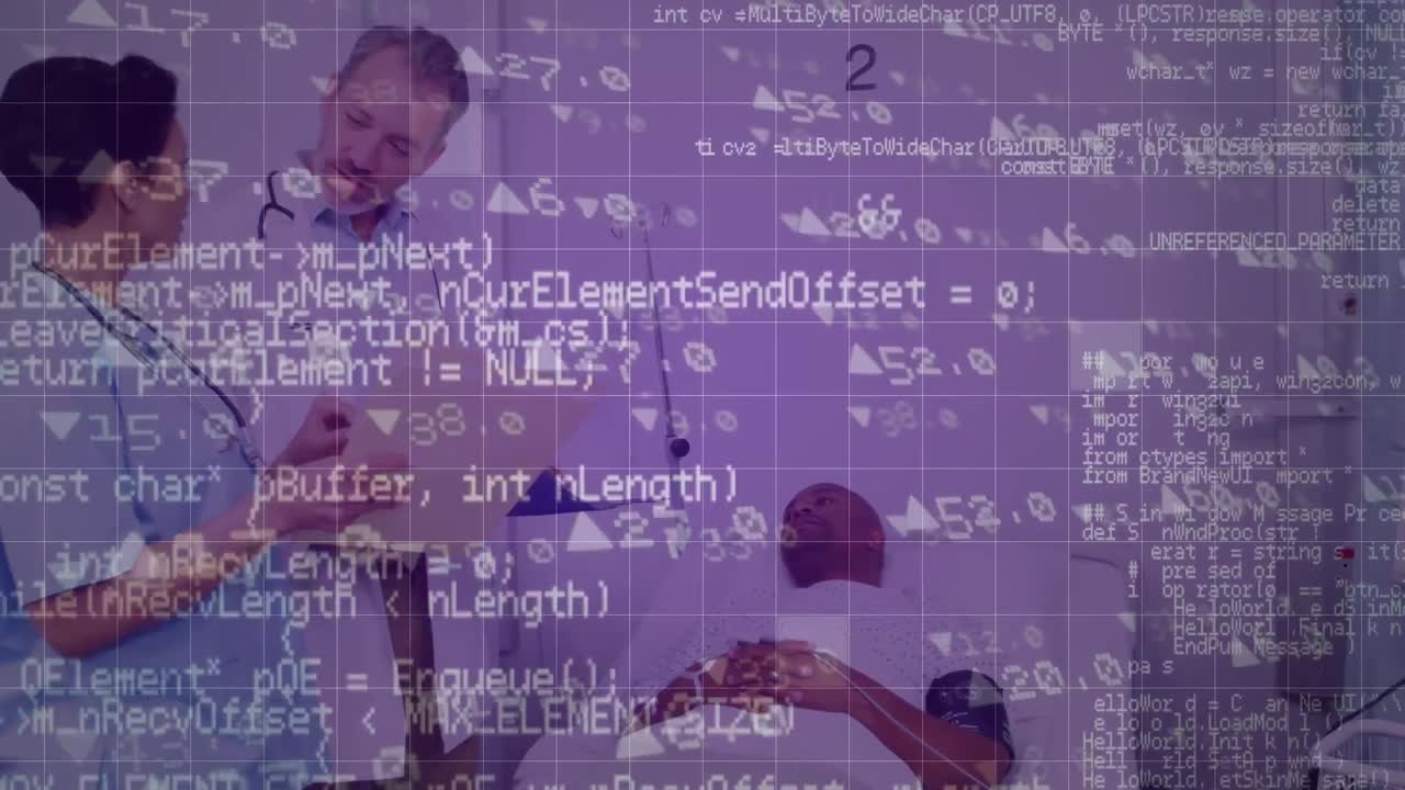 animación de la interfaz digital sobre dos médicos diferentes con el paciente